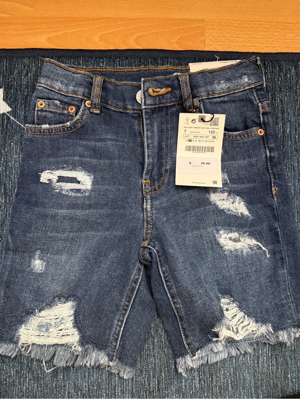 Kids-Zara Dark Blue Relaxed Fit Denim Shorts